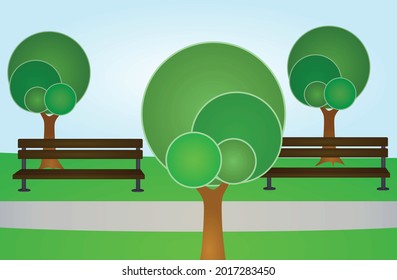 Park with trees. vector illustration