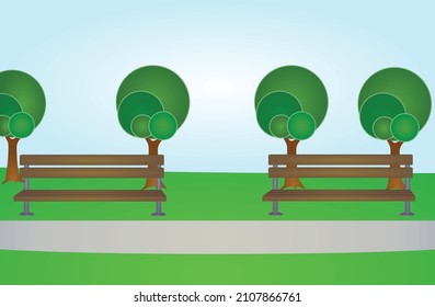 Park with trees. vector illustration