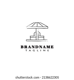 park umbrella table cartoon logo icon design modern vector illustration