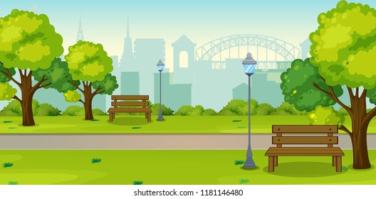 A park in urban city illustration