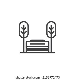 Park vector icon. filled flat sign for mobile concept and web design. Bench and trees glyph icon. Symbol, logo illustration. Vector graphics