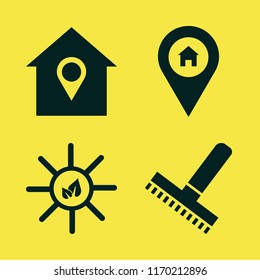 park vector icons set. with rake, house location and sun leaves in set