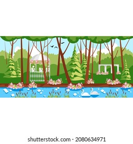 park. vector illustration of a city park. recreation area. summer landscape. nature