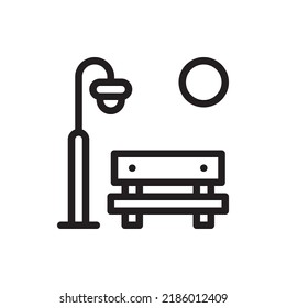 Icono de contorno del vector de estacionamiento. Símbolo de la naturaleza y del parque de archivos EPS 10