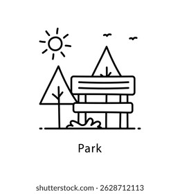Park Vector Outline Style Icon. Eps 10 file