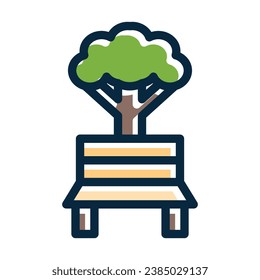 La Línea Gruesa Del Vector Park Llenó Iconos De Colores Oscuros Para Uso Personal Y Comercial.
