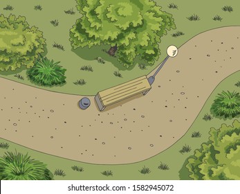 Park view from above top graphic color landscape sketch illustration vector
