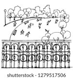 Park view from a balcony,illustration