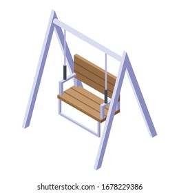 Park wood swing icon. Isometric of park wood swing vector icon for web design isolated on white background