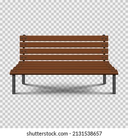 Park wooden bench isolated on transparent background. Vector illustration. Eps 10.