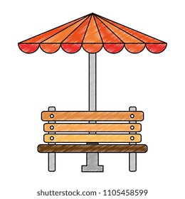 park wooden chair with umbrella