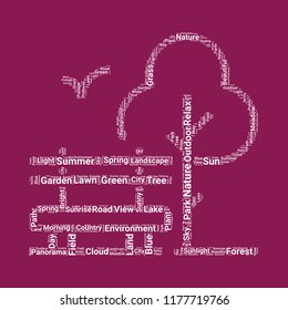 park word cloud. word cloud of park shape can be use for blog.