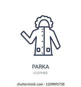 Parka icon. Parka linear symbol design from Clothes collection. Simple outline element vector illustration on white background.