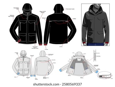 PARKA JACKET COMMUTER DESIGN WITH DESCRIPTION DETAIL