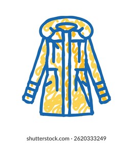 parka jacket outerwear female doodle icon sketch vector. parka jacket outerwear female sign. isolated symbol illustration