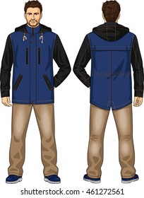 Parka for the man with pockets and a hood