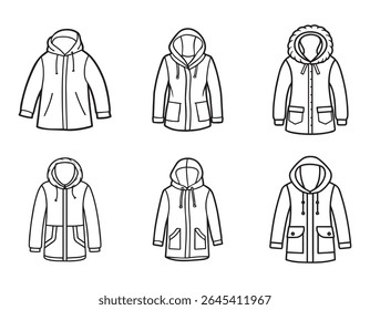 parka sketch icon line art vector illustration
