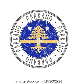 Parkano city, Finland. Grunge postal rubber stamp over white background