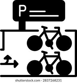 Parked bicycles Solid minimalist Icon Design