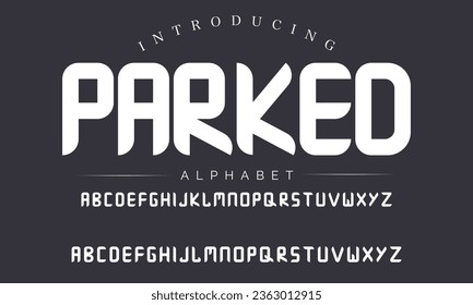 Parked Sport Modern Italic Alphabet Font. Typography urban style fonts for technology, digital, movie logo design. vector illustration