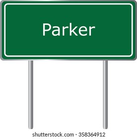 Parker, Arizona , road sign green vector illustration, road table, USA city