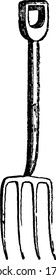 Parkes's digging-fork, breaks up the ground better than the spade, used for digging and trenching, vintage line drawing or engraving illustration.