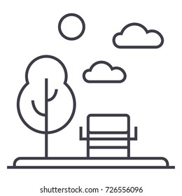 park,garden vector line icon, sign, illustration on background, editable strokes