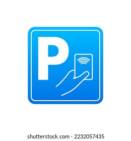 Parking access card. Parking tickets. Pay station icon, label. Vector stock illustration