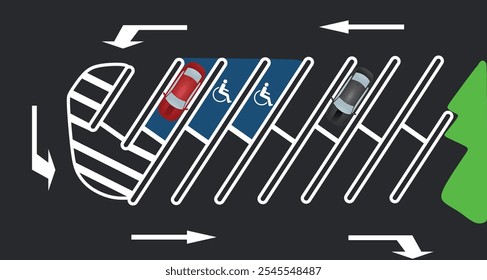 Parking area with disable person area. vector