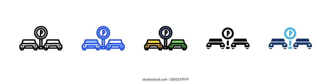 Parking Area Icon Collection With Multiple Styles
