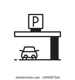 Parking area icon. flat simple pictogram. Car on parking vector illustration