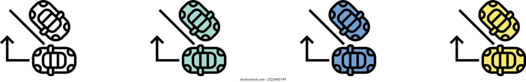 parking area icon. Outline, Green, Blue and Yellow Style Design Isolated On White Background
