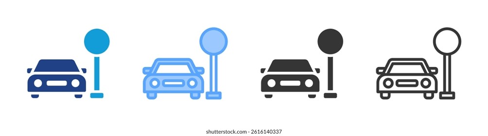 Parking Area icon set multiple style collection