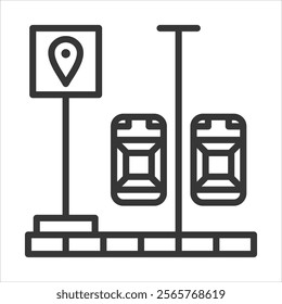 Parking Area Icon Vector Illustration Outline Style