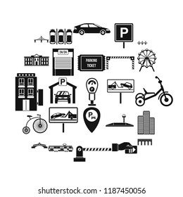 Parking area icons set. Simple set of 25 parking area vector icons for web isolated on white background