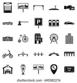 Parking area icons set. Simple set of 25 parking area vector icons for web isolated on white background