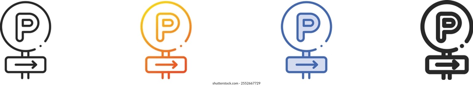 parking area icon.Thin Linear, Gradient, Blue Stroke and bold Style Design Isolated On White Background
