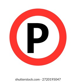 Vektor mit schwarzem Buchstaben P innerhalb eines roten Kreises. Professionelles Flachsymbol für Verkehrsregeln, Verkehrssicherheit und Stadtnavigation