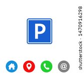 Parking area sign vector icon