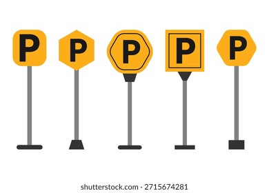 Parking area. Parking area vector icons. Parking road sign set. Parking zone signs.