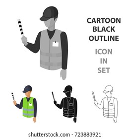 Parking attendant icon in cartoon style isolated on white background. Parking zone symbol stock vector illustration.