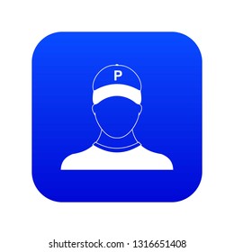 Parking attendant icon digital blue for any design isolated on white vector illustration
