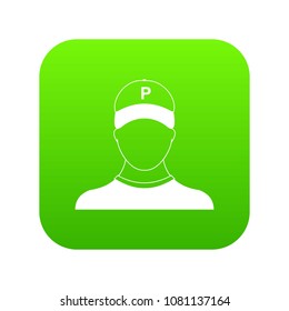 Parking attendant icon digital green for any design isolated on white vector illustration