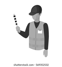 Parking attendant icon in monochrome style isolated on white background. Parking zone symbol stock vector illustration.