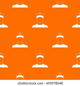 Parking attendant pattern repeat seamless in orange color for any design. Vector geometric illustration