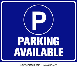 Parking available sign in blue background