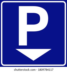 Signo disponible de estacionamiento en fondo azul