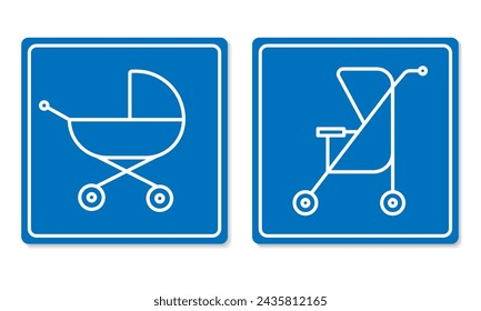 Parking for baby stroller line sign.Pram parking symbol.Place for strollers outline vector signage.Linear style sign for mobile concept and web design. Symbol, logo illustration EPS 10.Editable stroke