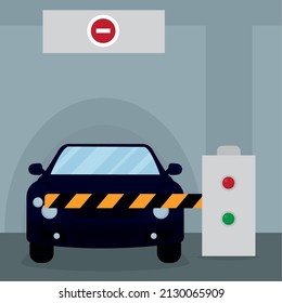 Parking lot barrier and car