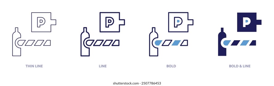 Parking barrier gate icon in 4 different styles. Thin Line, Line, Bold, and Bold Line. Duotone style. Editable stroke.